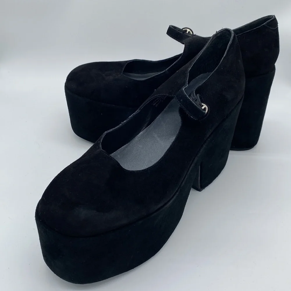 Jeffrey Campbell Black Suede Platform Mary Janes